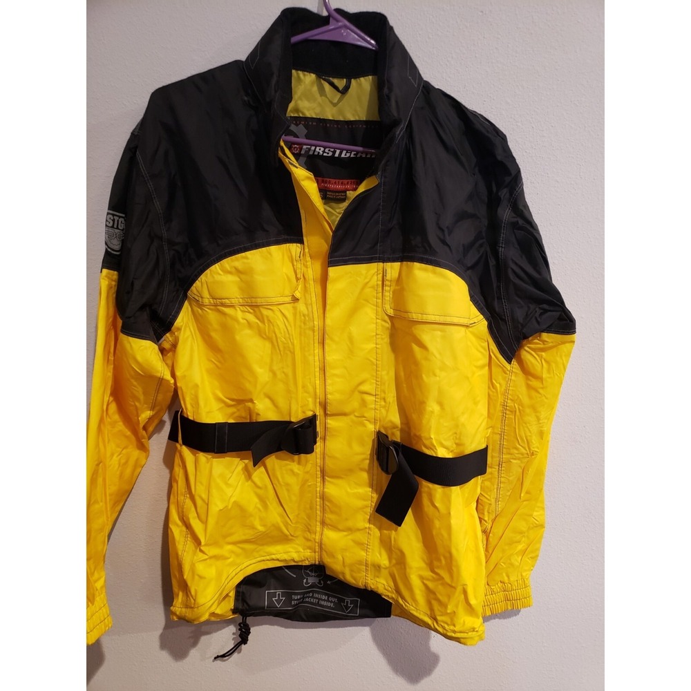 First Gear Men's Size S Rainman Riding Equipment Hooded Jacket‎ 3M Scotchlite